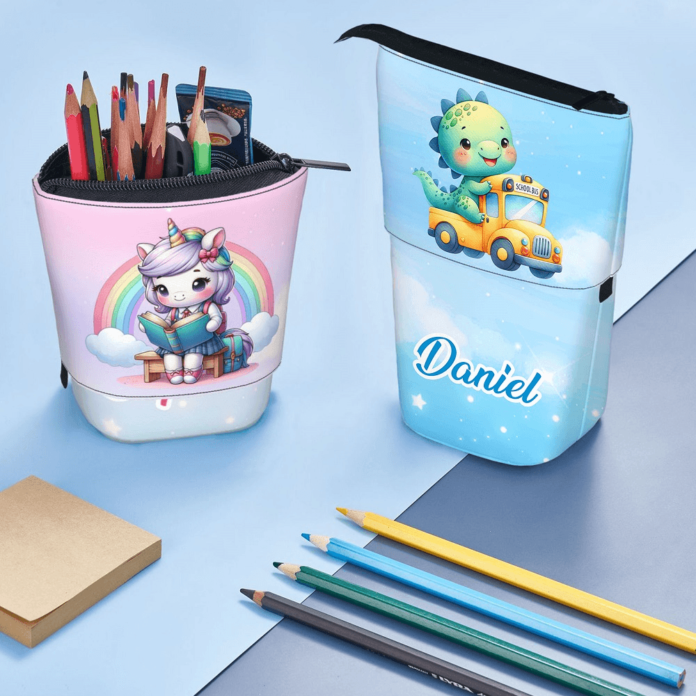 Sac à crayons télescopique avec nom Cadeau de rentrée scolaire pour garçons filles