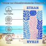 Personalisiertes Buntes Meereswelt Illustration-Stil Strandtuch mit Namen Schnelltrocknend Sommer Urlaub Reisezubehör Geburtstag Geschenk für Freunde