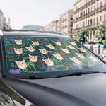 Personalised Multicolor Fluorescent Pattern 1-3 Face Photos Car Sunshade Umbrella Auto Accessories Travel Vacation Gift for Car Owners Family Friends