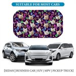 Personalised Multicolor Fluorescent Pattern 1-3 Face Photos Car Sunshade Umbrella Auto Accessories Travel Vacation Gift for Car Owners Family Friends