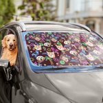 Personalised Multicolor Fluorescent Pattern 1-3 Face Photos Car Sunshade Umbrella Auto Accessories Travel Vacation Gift for Car Owners Family Friends