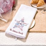 Personalized 1-19 Names Firework Flag Soft Waffle Tea Towel with Text Kitchen Decor Patriotic 4th of July Independence Day Gift for Family Friend