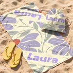 Toalla de playa personalizada con nombre y flor danesa suave y de secado rápido bolsa toalla 2 en 1 regalo de cumpleaños y fiesta para mujeres