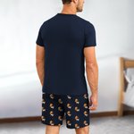 Personalised Dog Cat Photo Short-sleeve Pajama Matching Shorts Set with Text Summer Home Clothing Birthday Gift for Men Pet Lovers