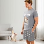 Personalised Dog Cat Photo Short-sleeve Pajama Matching Shorts Set with Text Summer Home Clothing Birthday Gift for Men Pet Lovers