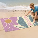 Serviette de Plage en Microfibre Personnalisée avec Nom et Fleur Danoise Accessoire Séchage Rapide Cadeau Anniversaire Estival pour Femme