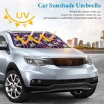 Personalised Multicolor Fluorescent Pattern 1-3 Face Photos Car Sunshade Umbrella Auto Accessories Travel Vacation Gift for Car Owners Family Friends