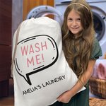Personalised Wash Me Large Capacity Canvas Laundry Bags with Text Daily Necessities Back to School Birthday Gift for Students Friends