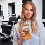 Personalised Stylish Cartoon Barber Name 20 oz Frosted Clear Glass Cup with Lid and Straw Salon Opening Birthday Gift for Hairdresser Friends