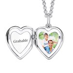 Collar de medallón personalizado de plata esterlina con foto en forma de corazón y texto grabado regalo de cumpleaños y aniversario para ella