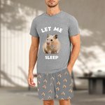 Personalised Dog Cat Photo Short-sleeve Pajama Matching Shorts Set with Text Summer Home Clothing Birthday Gift for Men Pet Lovers