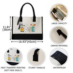 Personalised Multicolor Doodle Text Large Canvas Tote Bag with Shoulder Strap Birthday Teacher's Day Back to School Appreciation Gift for Teachers