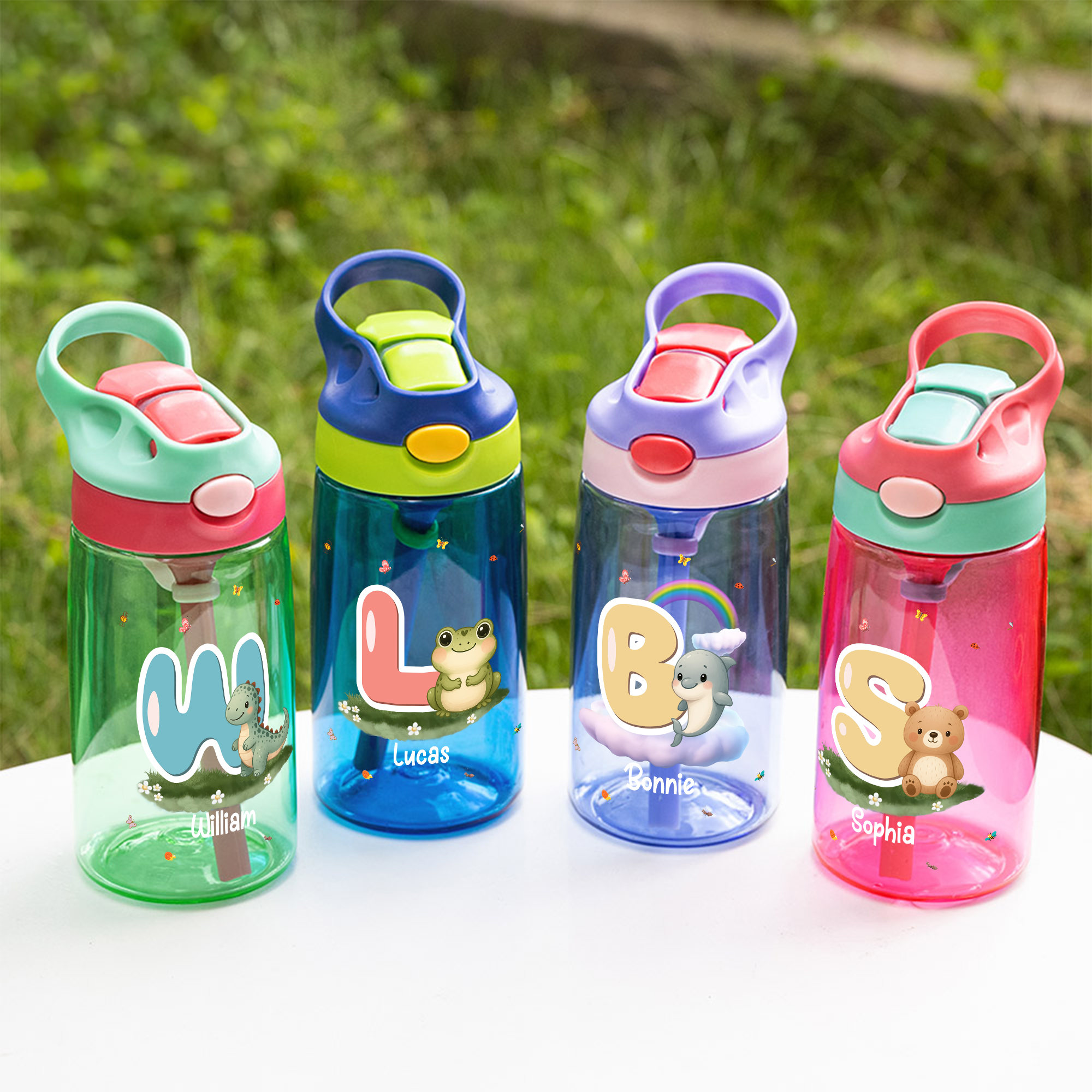 Bouteille d'eau personnalisée pour enfants avec nom Activités de plein air Anniversaire Retour à l'école Cadeau pour garçons Filles