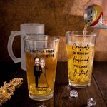 Personalised Congrats on Being My Husband Face Photo Beer Glass with Name and Year Wedding Valentine's Day Anniversary Gift for Groom Husband