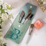 Personalized Floral Initial Makeup Brush Bag with 8 Pcs Makeup Brushes Travel Essentials Birthday Wedding Gift for Women
