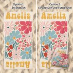 Personalisiertes Bunte-Blumen Schnelltrocknendes Übergroßes Strandtuch mit Namen Sommer Urlaub Pool Party Geschenk für Damen Schwimmer