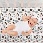 Personalised Woodland Animal Baby Receiving Blanket with Name Photo Prop Birthday Baby Shower Full Moon Hundred Days Gift for Newborns
