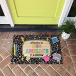 Gepersonaliseerde Schattige Stationery Boek Elementen Antislip Deurmat met Tekst Klaslokaal Decor Lerarendag Terug naar School Cadeau voor Leraren