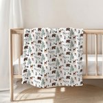 Personalised Woodland Animal Baby Receiving Blanket with Name Photo Prop Birthday Baby Shower Full Moon Hundred Days Gift for Newborns
