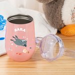 Vaso con pajita personalizado con nombre y asa aislante de 295 ml con diseño de animales submarinos regalo de cumpleaños para niños