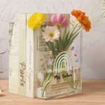 Personalised Thank You for Helping Me Grow Clear Book Vase with Name Room Decor Teacher's Day Appreciation Gift for Teachers Book Lovers