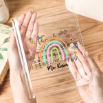 Personalised Thank You for Helping Me Grow Clear Book Vase with Name Room Decor Teacher's Day Appreciation Gift for Teachers Book Lovers