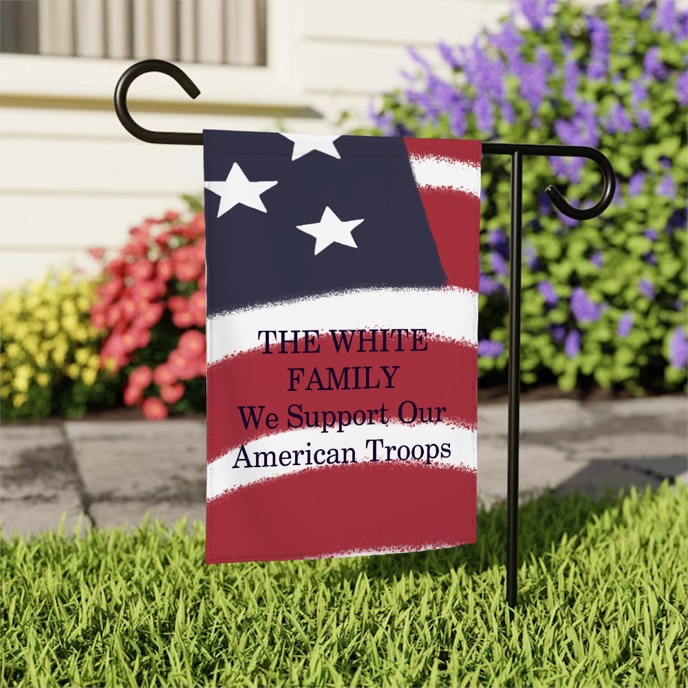 Drapeau de jardin personnalisé Support Troop Stars and Stripes avec texte Yard Decor Patriotic 4th of July Independence Day Gift for American Family