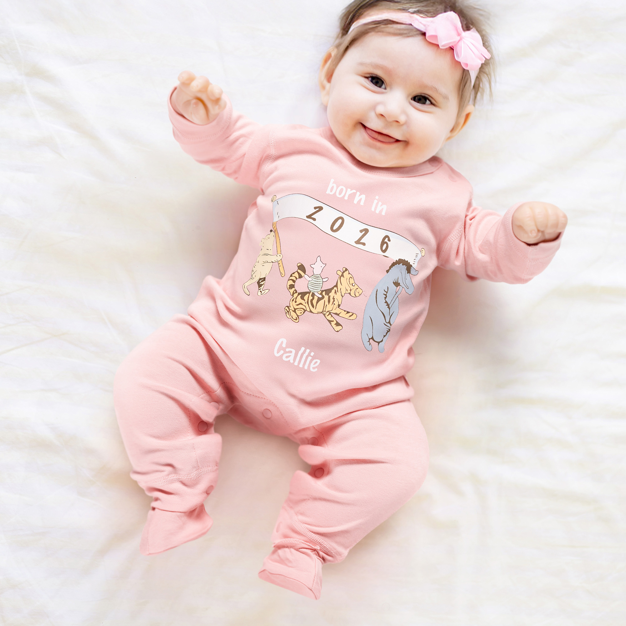 Discover Personalized Classic Winnie the Pooh 100% Cotton Baby Romper Hat Blanket Outfit with Name Year Coming Home Baby Shower Gift for Newborn