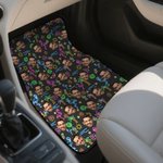 Personalisierte Flamingo Delphin Palme Anti-Rutsch Auto Fußmatte Satz von 4 Stück mit 1-3 Gesicht Fotos Geburtstagsgeschenk für Tierliebhaber Autobesitzer