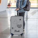 Personalized Love Airline Luggage Protective Cover Fits 18-32 Inches Suitcase with Name and Text Travel Essential Birthday Gift for Family Friend