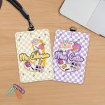 Personalized Cute Apple Pencil Initial PU Leather ID Badge Holder with Text Back to School Teacher's Day Appreciation Gift for Teacher