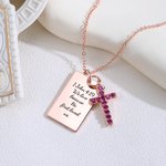 Personalised Birthstone Cross Psalm Bible Verse Necklace Dainty Jewellery Birthday Religious Baptism Gift for Women Christians Kids