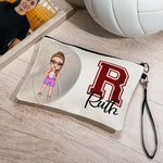 Sac de maquillage personnalisé avec nom et bracelet pour les sports de balle Cadeau d'anniversaire pour les femmes passionnées de sports de balle