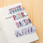 Marcapáginas magnético personalizado con letras de burbujas y floral regalo ideal para profesores y amantes de los libros