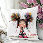 Embrace the Joy Your Favorite Girl - Personalized Cartoon Quirky Girl Throw Pillow Cover