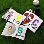 Sac de maquillage personnalisé avec nom et bracelet pour les sports de balle Cadeau d'anniversaire pour les femmes passionnées de sports de balle