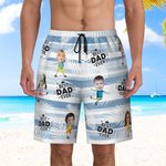 Personalised Face Photo Stripe Palm Leaf Quick Dry Swim Trunks with Mesh Brief Hawaii Party Beach Essential Holiday Gift for Dad Grandpa Men
