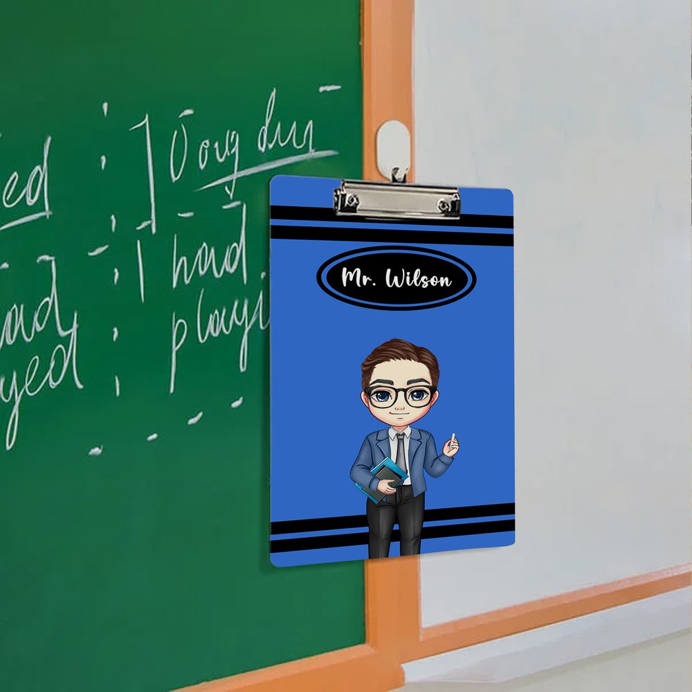 Gepersonaliseerd Cartoon Karakter Leraar Afbeelding Hangende Tekst Klembord  met Laag Profiel Clip Terug naar School Waardering Gift voor Leraar - CALLIE, image size:1000x1000
