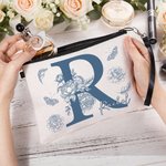 Personalizzato Design floreale iniziale Borsa per il trucco portatile con nome Viaggi quotidiani Conservazione Anniversario Regalo di compleanno per le donne