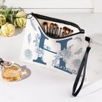 Personalizzato Design floreale iniziale Borsa per il trucco portatile con nome Viaggi quotidiani Conservazione Anniversario Regalo di compleanno per le donne