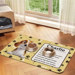 Personalized 3D Cartoon Cat Dog Paw Print Absorbent Pet Feeding Mat with Name Message and Waterproof Rubber Backing Birthday Gift for Pet Lovers