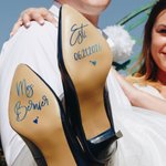 Personalisierte wasserdichte Frau Herz Hochzeit Schuhe Aufkleber mit Text und Datum High Heel Decal Hochzeit Jahrestag Geschenk für Braut Brautjungfern