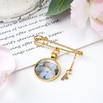 Gepersonaliseerde 1-5 foto's Lapel Broche Pin met naam hanger Engagement Wedding Gift voor bruidegom vader
