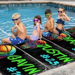 Personalised Graffiti Basketball Oversized Quick Dry Beach Towel with Name and Number Beach Party Game Day Birthday Gift for Basketball Lover
