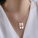 Personalised Birthstone Cross Psalm Bible Verse Necklace Dainty Jewellery Birthday Religious Baptism Gift for Women Christians Kids