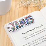 Marcapáginas magnético personalizado con letras de burbujas y floral regalo ideal para profesores y amantes de los libros