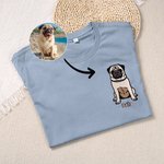 Personalised Multicolor Embroidered Dog Cat Pet Portrait Photo T-shirt Sweatshirt Hoodie with Name Birthday Holiday Gift for Family Friends Pet Lovers