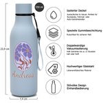 Personalisierte 550 ml Aquarell Blumen Stil Wasserflasche mit Auslaufsicherem Verschluss Trageschlaufe Geburtstag Geschenk für Freunde Familie