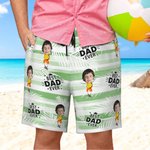 Personalised Face Photo Stripe Palm Leaf Quick Dry Swim Trunks with Mesh Brief Hawaii Party Beach Essential Holiday Gift for Dad Grandpa Men