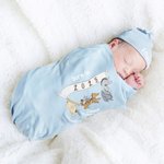 Personalized Classic Winnie the Pooh 100% Cotton Baby Romper Hat Blanket Outfit with Hamper Name Year Coming Home Baby Shower Gift for Newborn